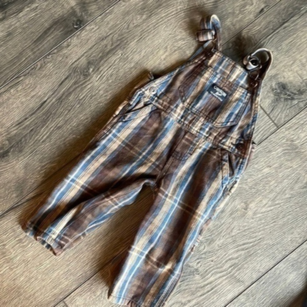 OshKosh romper b 9 mos overalls brown & blue